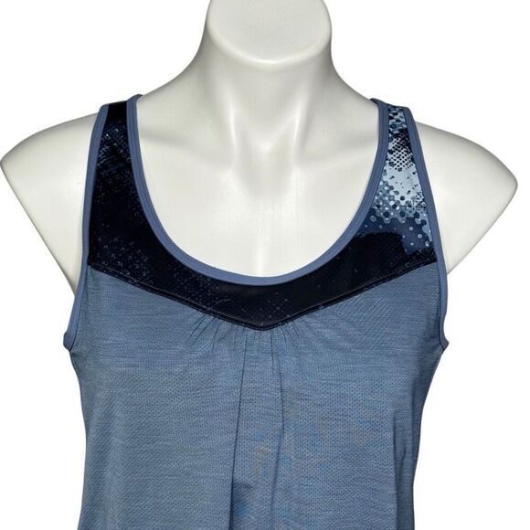 Athleta blue abstract pattern supercharged tank top with built in bra size XL - Picture 6 of 13